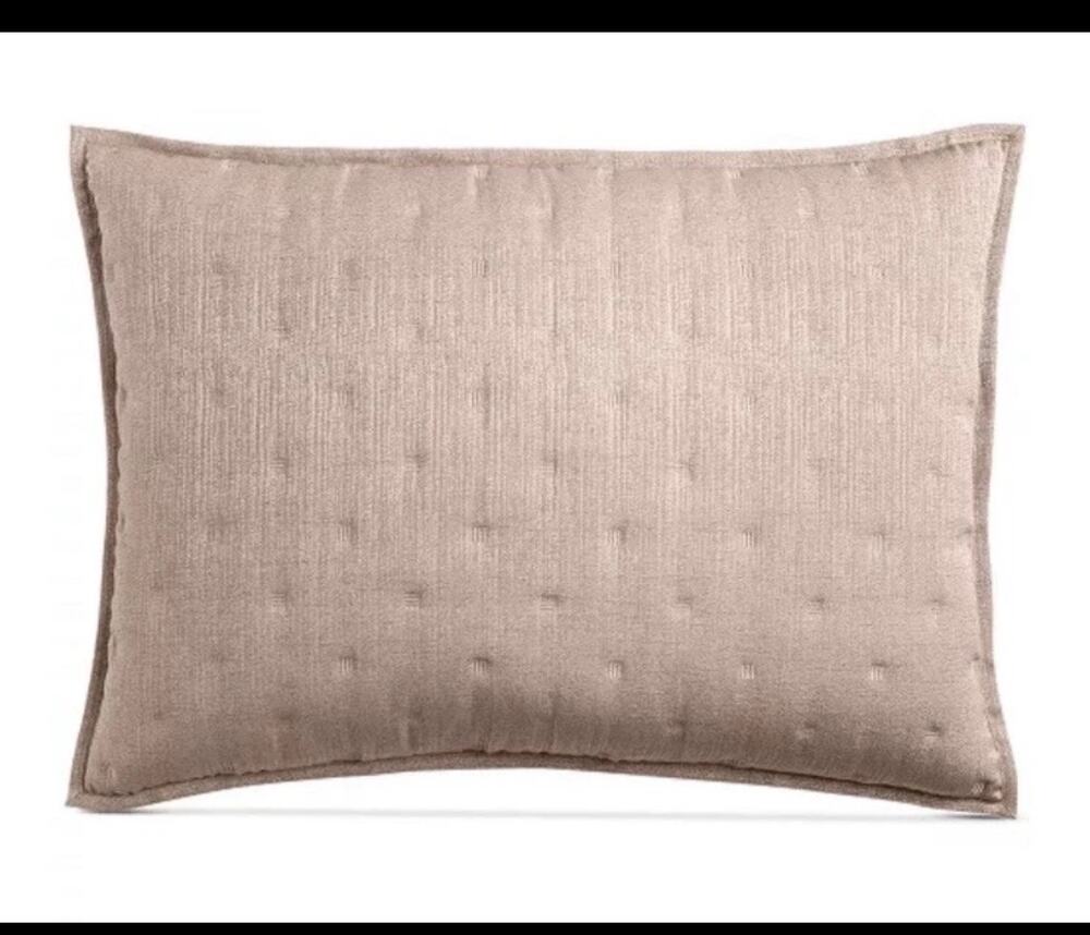 New hotel collection broken stripe beige king sham yarn dye $135